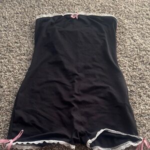 SHEIN Black Romper with Pink Accents